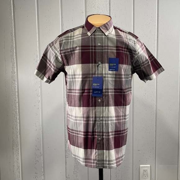 *Apt. 9 Men’s Slim Fit  Button Down Short Sleeve Shirt - Picture 1 of 7